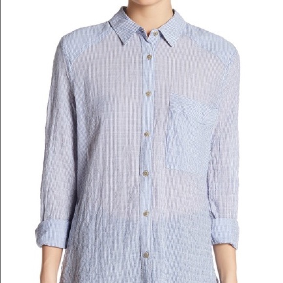 NWOT Free People Blue White Striped Top - Picture 5 of 8